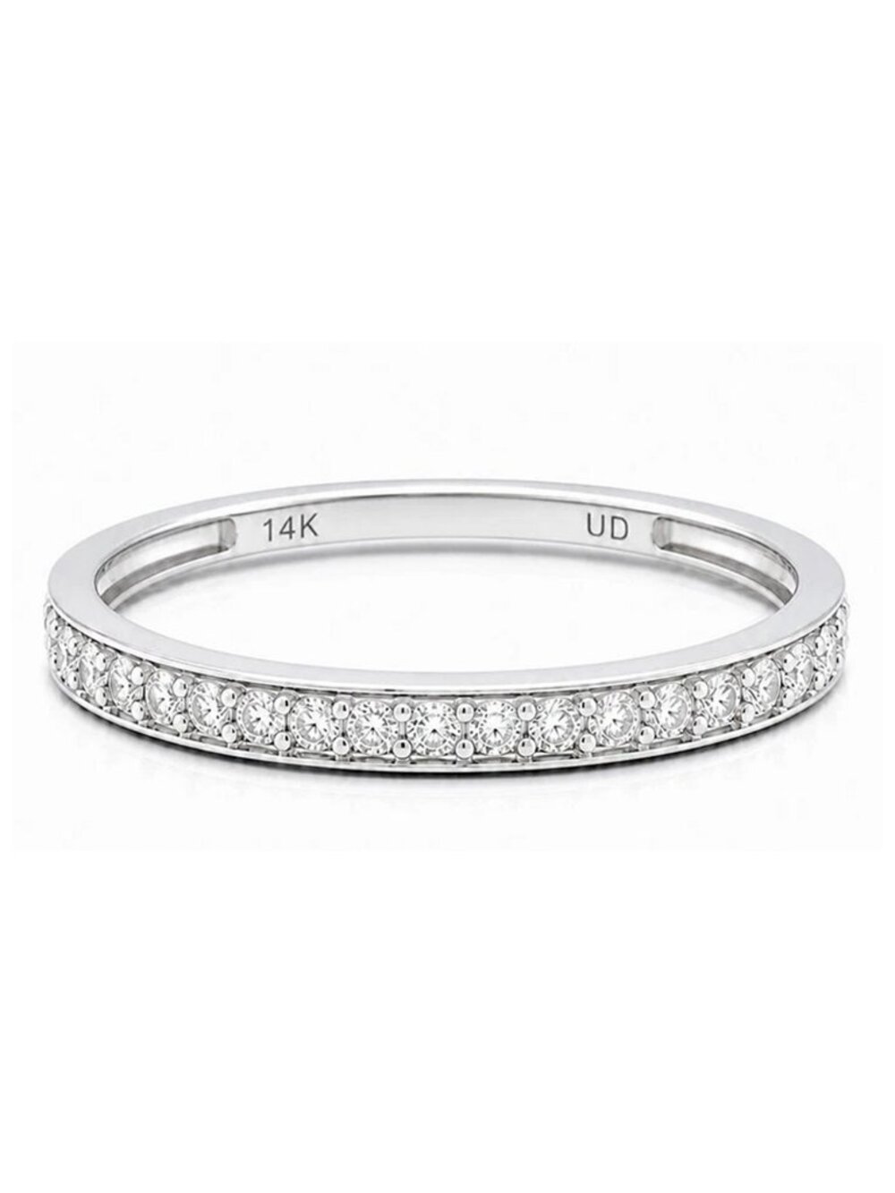Genuine 0.50 Cts Diamonds Band Ring 14k White Gold